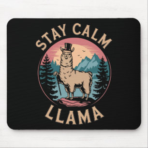 Llama Bleib Ruhig Lustiges Alpaka Beim Bergwandern Mousepad