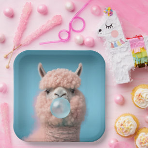 Llama Bubblegum Funny Pappteller