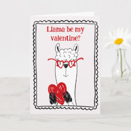Llama By My Valentine Funny Kids Valentine's Day Karte