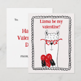 Llama By My Valentine Funny Kids Valentine's Day Mitteilungskarte