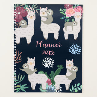 Llama Cactus Aquarelle Bleu Planificateur personna