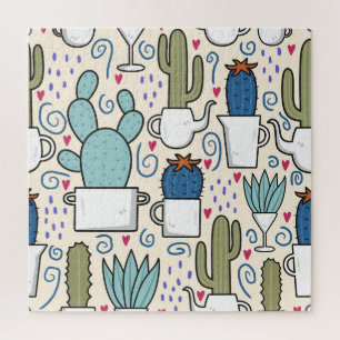 Llama Cactus: HandGezeichnet Nahtloses Design