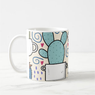 Llama Cactus: HandGezeichnet Nahtloses Design Kaffeetasse