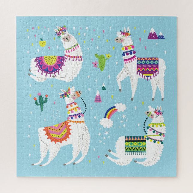 Llama & Cactus: Niedliches Vintages Set (Vertikal)