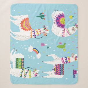 Llama & Cactus: Niedliches Vintages Set Sherpadecke