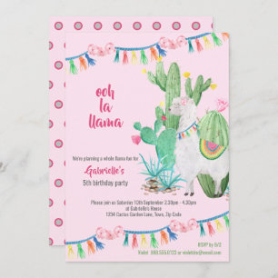 Llama Cactus Whole Llama Fun Girls Birthday Party Einladung