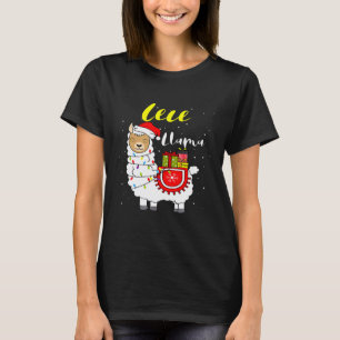 Llama Cece Lichter Weihnachtsmann Hut Xmas Pyjama T-Shirt
