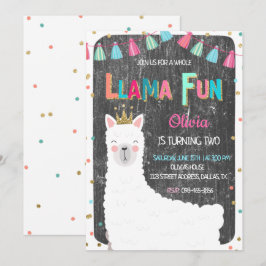 Llama Chalkboard Geburtstagseinladung Einladung