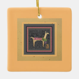 Llama Christmas Flat Tile Keramikornament
