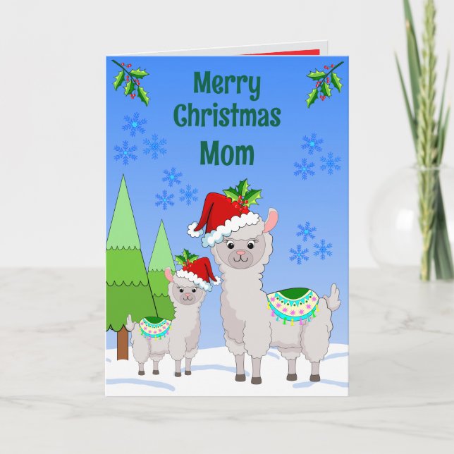 Llama Christmas Folded Greeting Card Karte (Vorderseite)