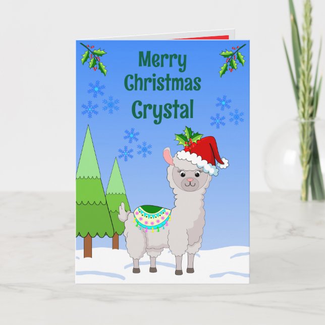 Llama Christmas Folded Greeting Card Karte (Vorderseite)