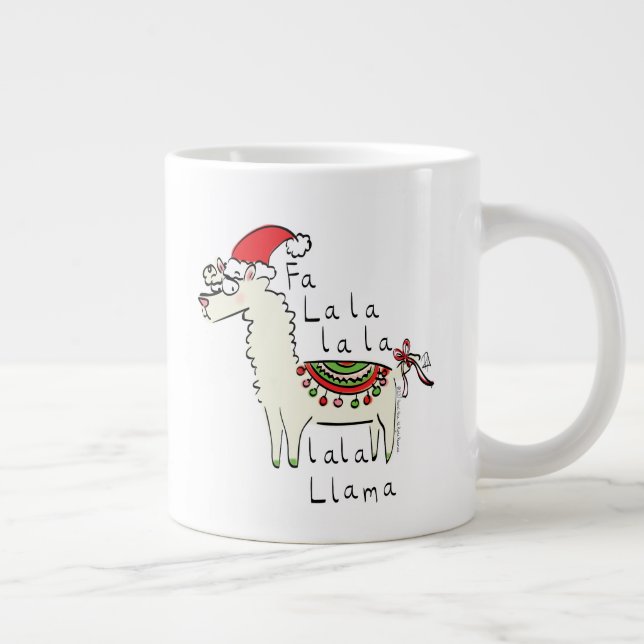 Llama Christmas Kids Niedlich Funny Jumbo-Tasse (Rechts)