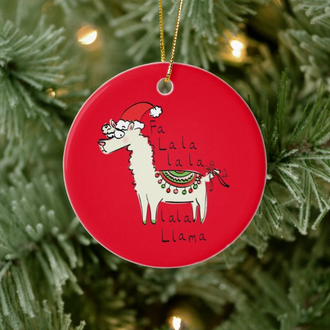 Llama Christmas Kids Niedlich Funny Keramik Ornament (Baum)