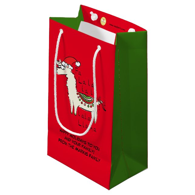 Llama Christmas Kids Niedlich Funny Kleine Geschenktüte (Vorderseite Schrägansicht)