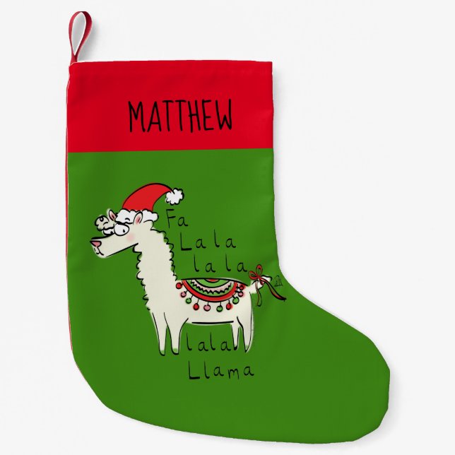 Llama Christmas Kids Niedlich Funny Kleiner Weihnachtsstrumpf (Vorderseite)