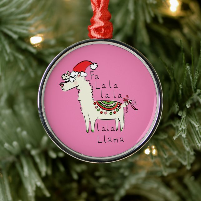 Llama Christmas Kids Niedlich Funny Ornament Aus Metall (Baum)