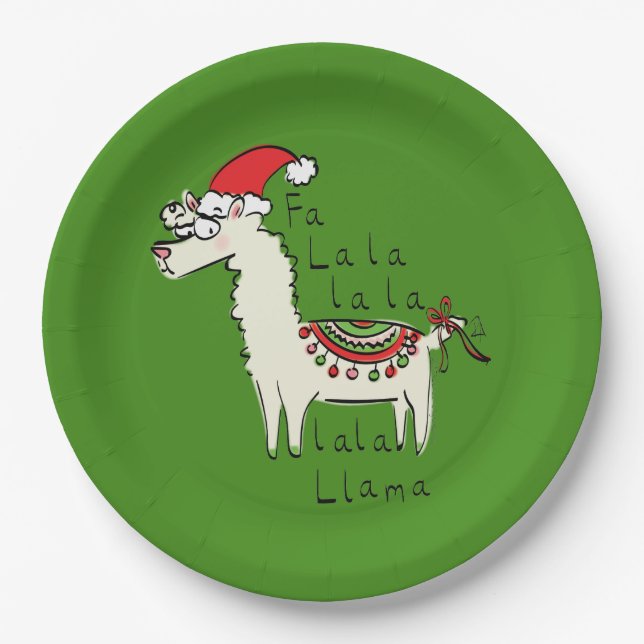 Llama Christmas Kids Niedlich Funny Pappteller (Vorderseite)