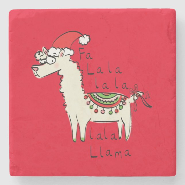 Llama Christmas Kids Niedlich Funny Steinuntersetzer (Vorderseite)