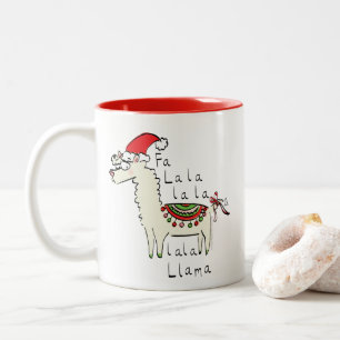 Llama Christmas Kids Niedlich Funny Zweifarbige Tasse