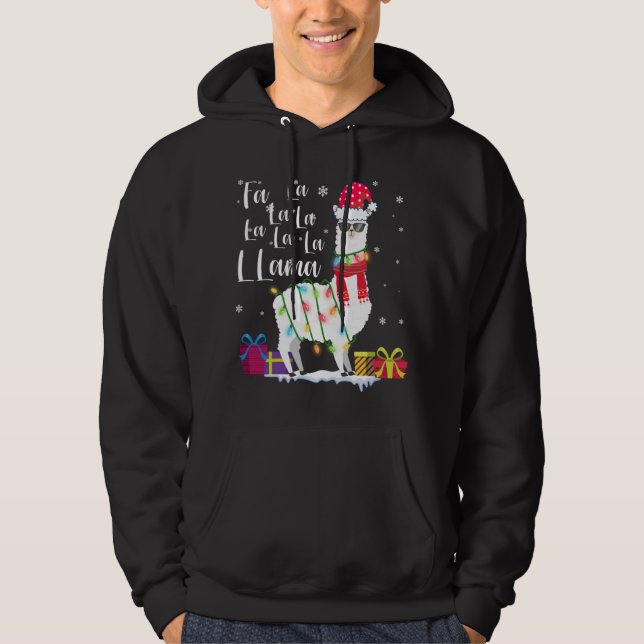 Llama Christmas Sweater Fa-La-La-Lama Funny X-Mas Hoodie (Vorderseite)