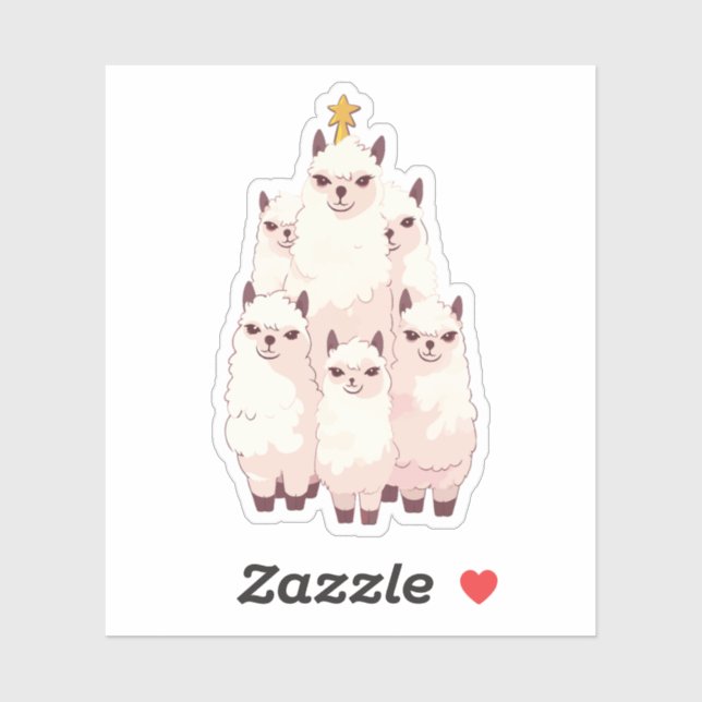 LLAMA CHRISTMAS TREE AUFKLEBER (Blatt)