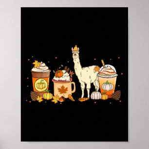 Llama Coffee Pumpkin Gewürztierfall Thanksgivin Poster