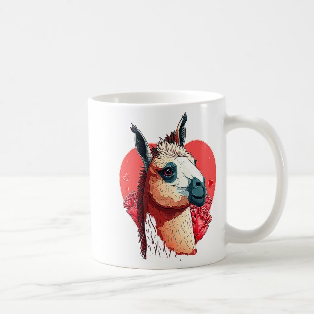 Llama Cute Alpaca Valentines Day Animal  Kaffeetasse (Rechts)