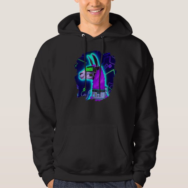 Llama Cyborg Robot Llama Cool Artistic Retro Alpac Hoodie (Vorderseite)