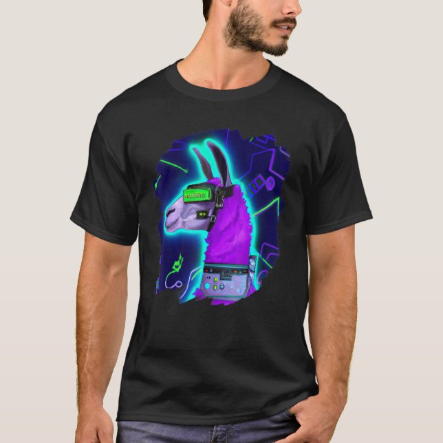 Llama Cyborg Robot Llama Cool Artistic Retro Alpac T-Shirt (Vorderseite)