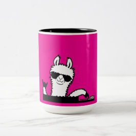 Llama DJ Coole Party Musik Mixing Tier Sonnenbrill Zweifarbige Tasse