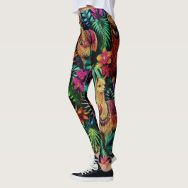 Llama Dschungel-Träume Nahtloses Oberflächenmuster Leggings