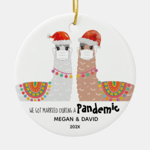 Llama Erste Pandemie Verheiratet Funny Weihnachtsm Keramik Ornament