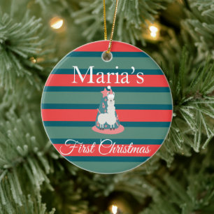 Llama erstes Weihnachten Frohe Weihnachten Keramik Ornament