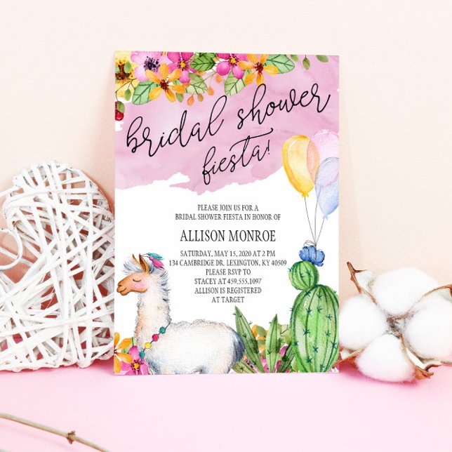 Llama et Cactus Fête des mariées Fiesta Invitation (Créateur téléchargé)