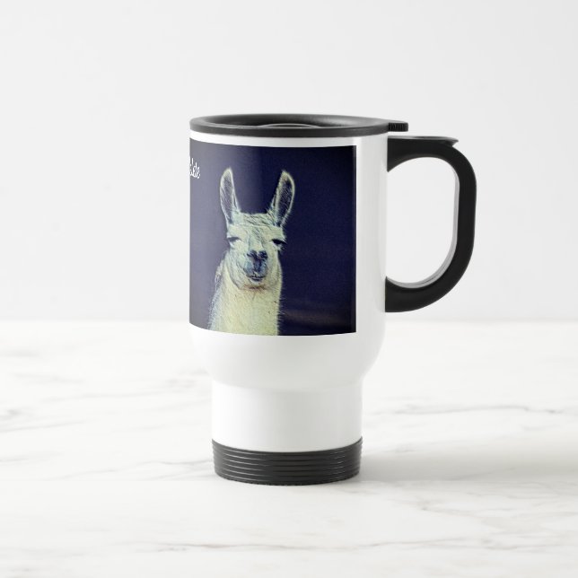 Llama Face Digital Art Pencil Personalisiert Reisebecher (Rechts)