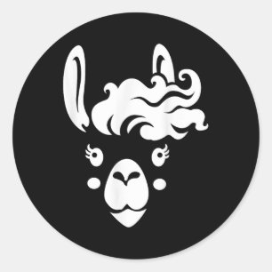 Llama Face Eyelashes Halloween Kostümhaar Runder Aufkleber