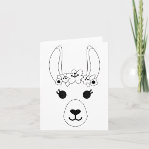 Llama Face Halloween Kostümkleider Blume Alpaca Karte