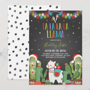 Llama Fête Invitation Llama Fête de Noël