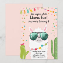 Llama Fiesta Birthday Alpaca Fiesta Pink Girl