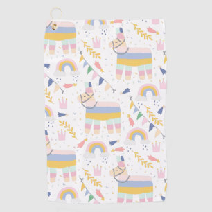 Llama Fiesta Festive Party Pattern Golfhandtuch