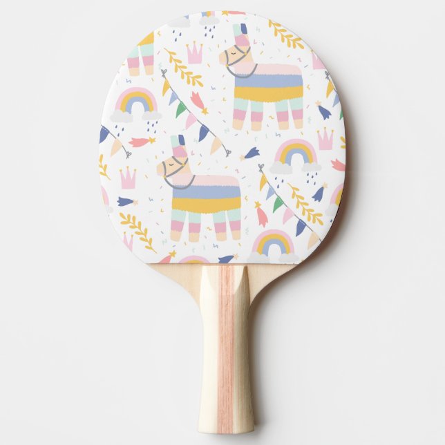 Llama Fiesta Festive Party Pattern Tischtennis Schläger (Vorderseite)