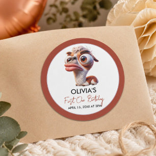 Llama Fiesta Funny Caricature 1. Geburtstag Runder Aufkleber