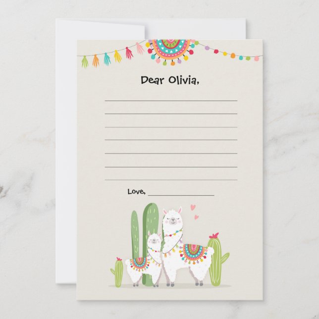 Llama Fiesta Mexicaine Guestbook Cartes Temps Caps (Devant)