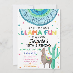Llama Fiesta mexikanisches Thema Geburtstag Einladung