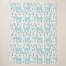 Llama & Flowers Sherpa Blanket - Customized Sizing