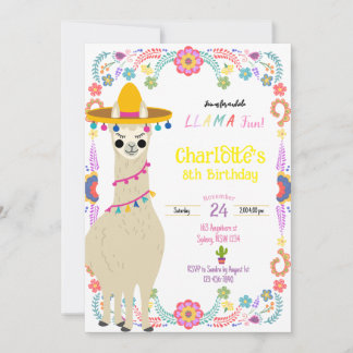Llama fun fiesta Einladung zum Geburtstag
