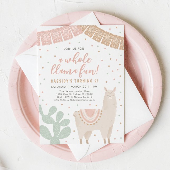 Llama Fun Llama Alpaca Girl Birthday Einladung (Von Creator hochgeladen)