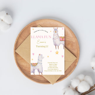 Llama Fun Llama zum Thema Geburtstagseinladung Einladung