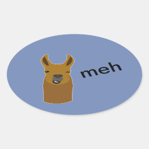 Llama Funny Face Ovaler Aufkleber
