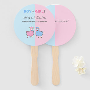 Llama Gender Reveal Baby Shower Hand Fan Fächer